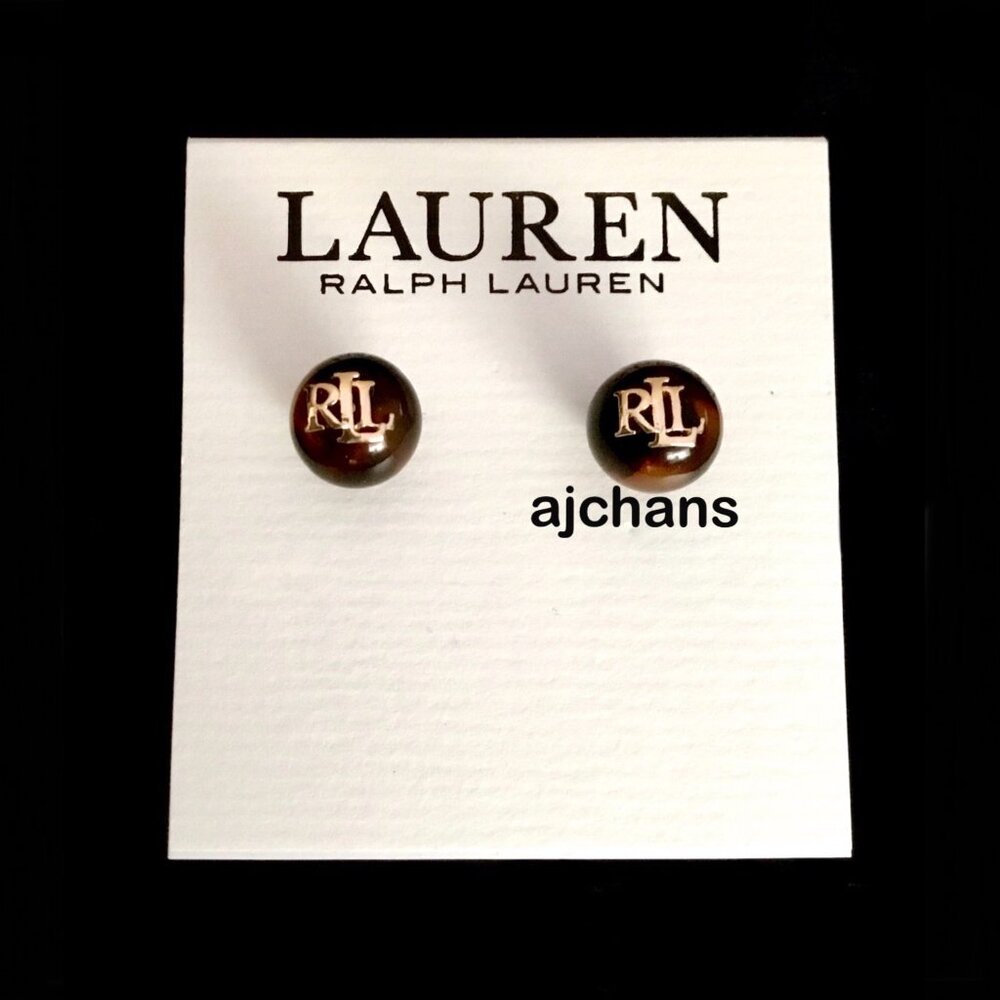 Lauren Ralph Lauren Tortoise w/Logo Stud Earrings